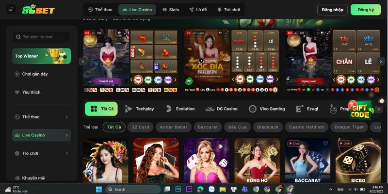 Sảnh Casino chuyên nghiệp, quy tụ loạt game hot hàng đầu.