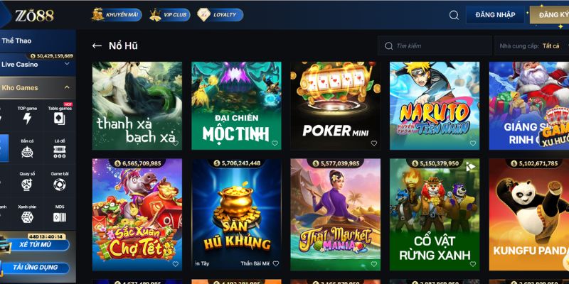 Trải nghiệm sảnh Slot (Nổ Hũ) hấp dẫn tại Zowin
